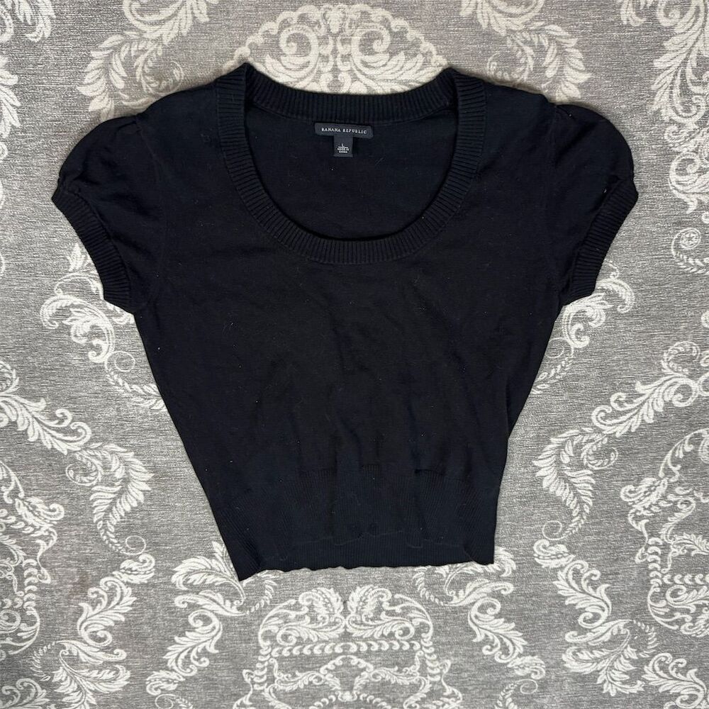 Banana Republic Women's Black Short Sleeve Blouse Size L